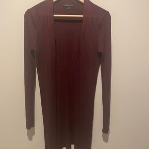 Love+Lilly Open-Front Long Cardigan Sweater - Deep Wine